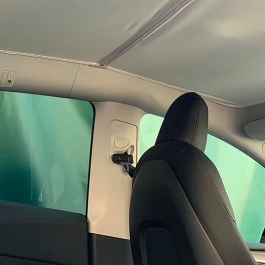 Tesla Model 3 (Highland 2024) & Model Y Sunroof Sun Shades | Front & Rear Glass Roof UV Covers with Buckle Ice Cloth