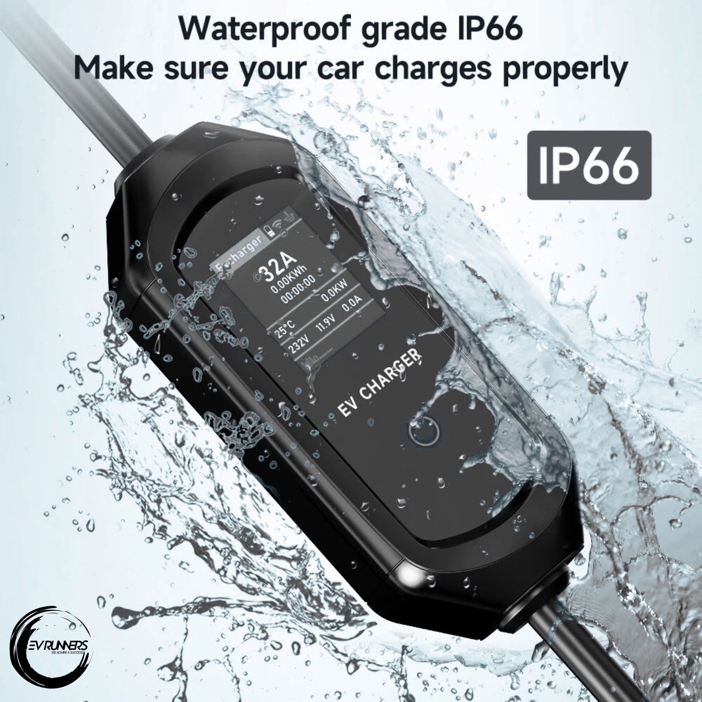 32A 7.2KW Smart Portable EV Charger – Type1/Type2/GB/T | WiFi & Bluetooth APP Control | 5m EVSE Cable