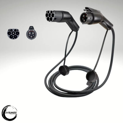Ladekabel for elbiler type 1 til type 2 | J1772-plugg | 16A/32A | 3M–3,5M ledning