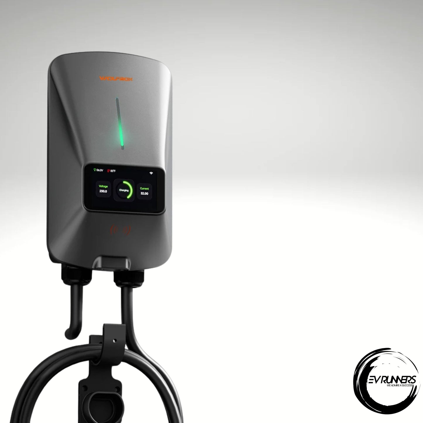W3 EV-ladestasjon – Type 2, 7 kW, 32 A, enfaset veggboks med LCD-skjerm, app-kontroll og RFID-tilgang
